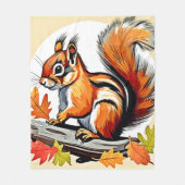 Autumn Squirrel Charm Design Fleecedecke (Vorderseite)