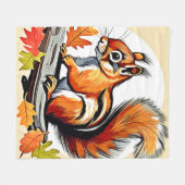 Autumn Squirrel Charm Design Fleecedecke (Vorderseite (Horizontal))