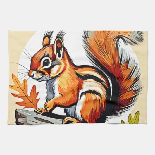 Autumn Squirrel Charm Design Geschirrtuch (Horizontal)