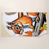 Autumn Squirrel Charm Design Strandtuch (Vorderseite)
