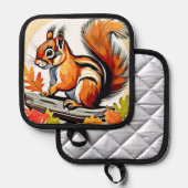 Autumn Squirrel Charm Design Topflappen (Vorderseite/Rückseite)