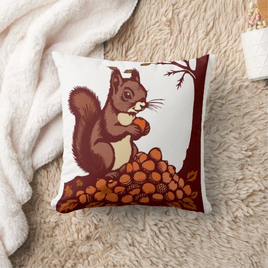 🐿️ Autumn Squirrel Decorative Pillow Kissen (Decke)