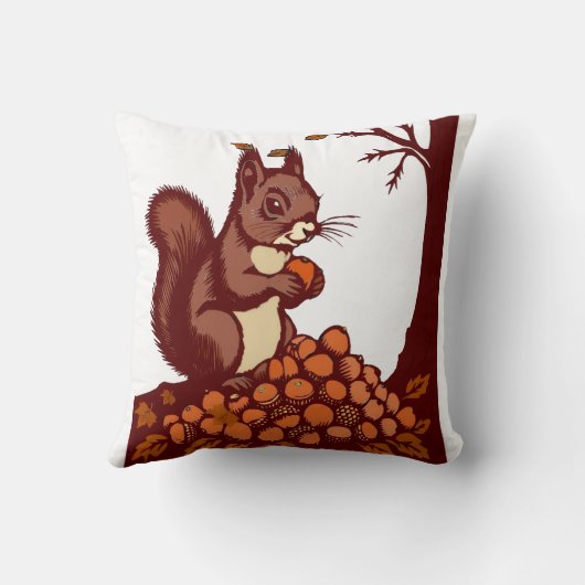 🐿️ Autumn Squirrel Decorative Pillow Kissen (Rückseite)