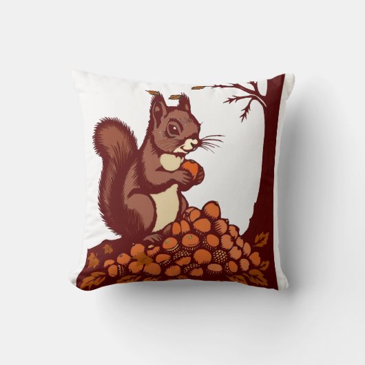 🐿️ Autumn Squirrel Decorative Pillow Kissen (Vorderseite)