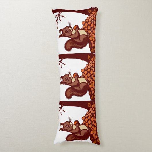 🐿️ Autumn Squirrel Long Pillow - Cozy Body Seitenschläferkissen (Vorderseite Vertikal)