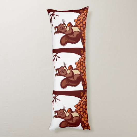 🐿️ Autumn Squirrel Long Pillow - Cozy Body Seitenschläferkissen (Rückseite (Vertikal))