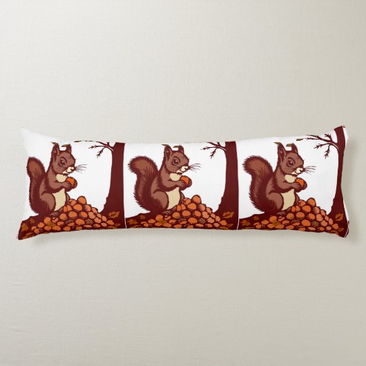 🐿️ Autumn Squirrel Long Pillow - Cozy Body Seitenschläferkissen (Vorderseite)