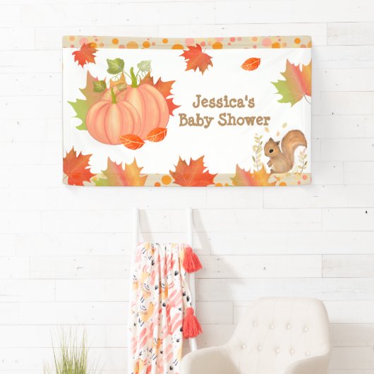 Autumn Squirrel Pumpkin Party Banner (Insitu)