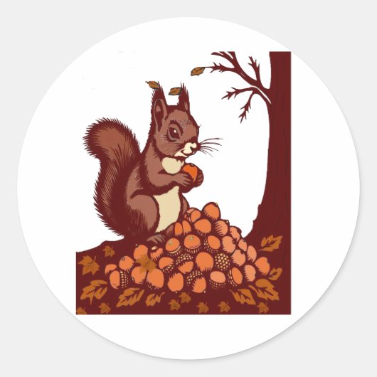 🐿️ Autumn Squirrel Round Sticker - Cozy Fall (Vorderseite)