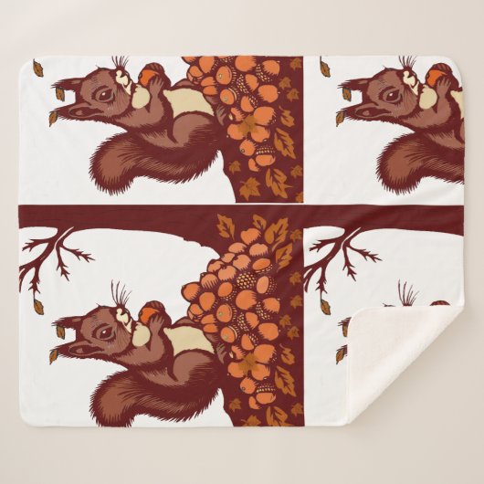 🐿️ Autumn Squirrel Sherpa Blanket - Fall Forest Sherpadecke (Vorderseite (Horizontal))