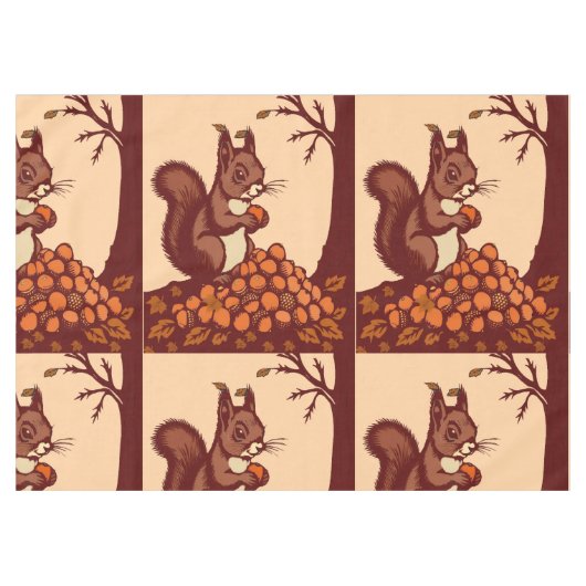 🐿️ Autumn Squirrel Tablecloth - Peach Tischdecke (Vorderseite (Horizontal))