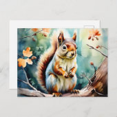 Autumn Squirrel Wassercolor Postkarte (Vorne/Hinten)