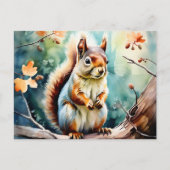 Autumn Squirrel Wassercolor Postkarte (Vorderseite)