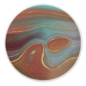 Autumn Strata | Burnt Orange Gold Aquamarin Fall A Keramikknauf (Vorderseite)