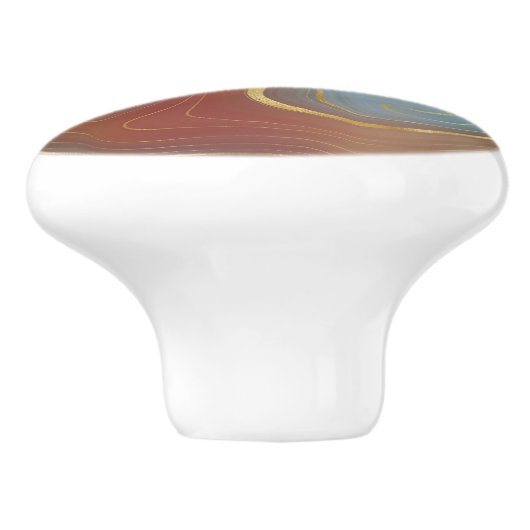 Autumn Strata | Burnt Orange Gold Aquamarin Fall A Keramikknauf (Seitenansicht)