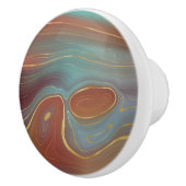 Autumn Strata | Burnt Orange Gold Aquamarin Fall A Keramikknauf (Rechts)