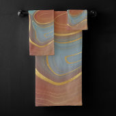Autumn Strata | Terra Cotta Aquamarin und Gold Aga Badhandtuch Set