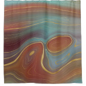 Autumn Strata | Terra Cotta Aquamarin und Gold Aga Duschvorhang (Vorderseite)