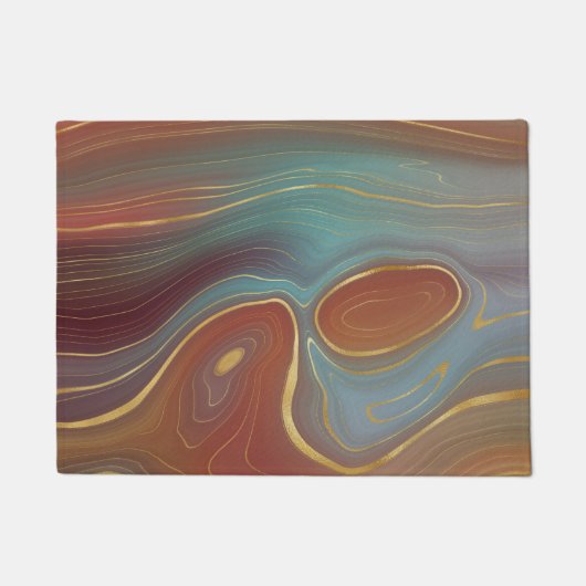 Autumn Strata | Terra Cotta Aquamarin und Gold Aga Fußmatte (Vorderseite)