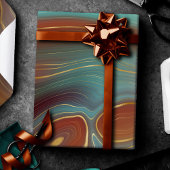 Autumn Strata | Terra Cotta Aquamarin und Gold Aga Geschenkpapier
