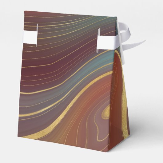 Autumn Strata | Terra Cotta Aquamarin und Gold Aga Geschenkschachtel (Rückseite)