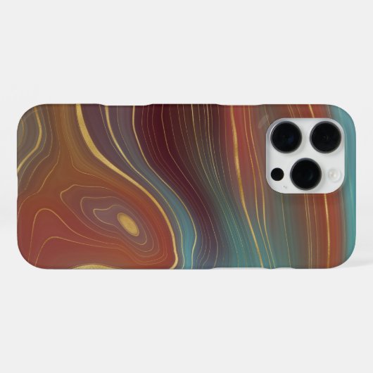 Autumn Strata | Terra Cotta Aquamarin und Gold Aga iPhone Hülle (Rückseite (Horizontal))