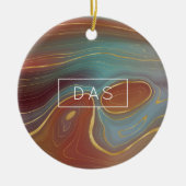 Autumn Strata | Terra Cotta Aquamarin und Gold Aga Keramik Ornament (Vorne)