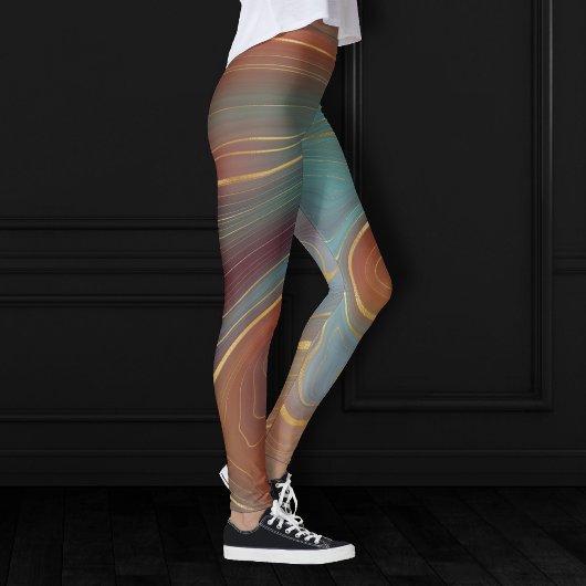 Autumn Strata | Terra Cotta Aquamarin und Gold Aga Leggings