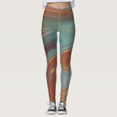 Autumn Strata | Terra Cotta Aquamarin und Gold Aga Leggings (Vorderseite)