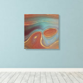 Autumn Strata | Terra Cotta Aquamarin und Gold Aga Leinwanddruck (Insitu (Holzboden))
