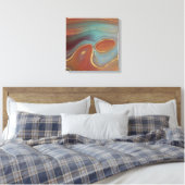 Autumn Strata | Terra Cotta Aquamarin und Gold Aga Leinwanddruck (Insitu (Schlafzimmer))