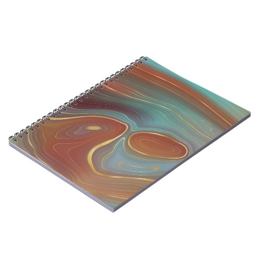 Autumn Strata | Terra Cotta Aquamarin und Gold Aga Notizblock (Linke Seite)