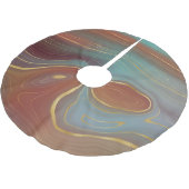 Autumn Strata | Terra Cotta Aquamarin und Gold Aga Polyester Weihnachtsbaumdecke (Schrägansicht)