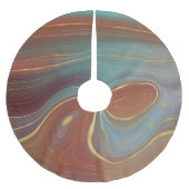 Autumn Strata | Terra Cotta Aquamarin und Gold Aga Polyester Weihnachtsbaumdecke (Vorderseite)