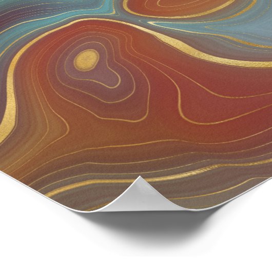Autumn Strata | Terra Cotta Aquamarin und Gold Aga Poster (Ecke)