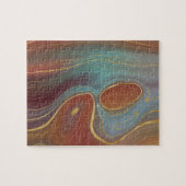 Autumn Strata | Terra Cotta Aquamarin und Gold Aga Puzzle (Horizontal)