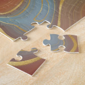 Autumn Strata | Terra Cotta Aquamarin und Gold Aga Puzzle (Seite)