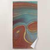 Autumn Strata | Terra Cotta Aquamarin und Gold Aga Strandtuch (Vorderseite)