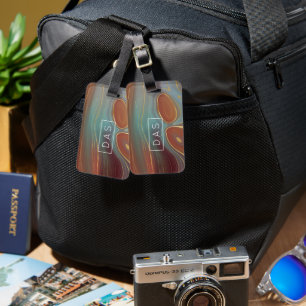 Autumn Strata   Terra Cotta Aquamarin und Gold Mon Gepäckanhänger