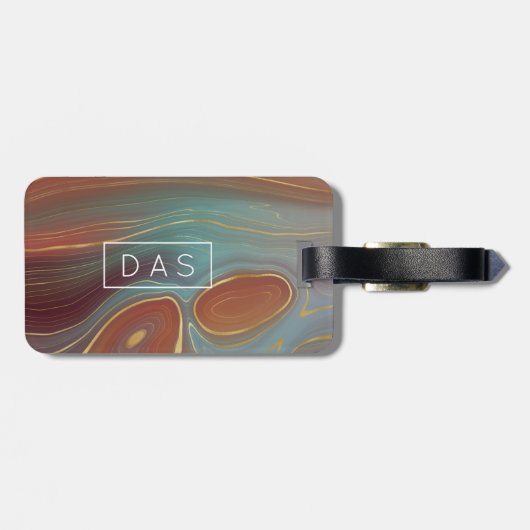 Autumn Strata | Terra Cotta Aquamarin und Gold Mon Gepäckanhänger (Rückseite horizontal)