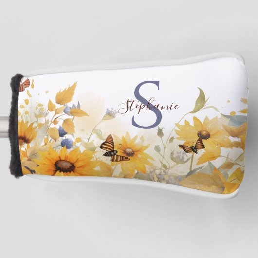 Autumn Sunflower Monogram Golf Headcover (Vorderseite)