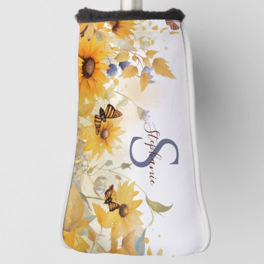 Autumn Sunflower Monogram Golf Headcover (Rotieren 90)