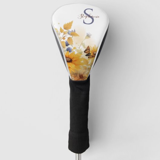Autumn Sunflower Monogram Golf Headcover (Vorderseite)