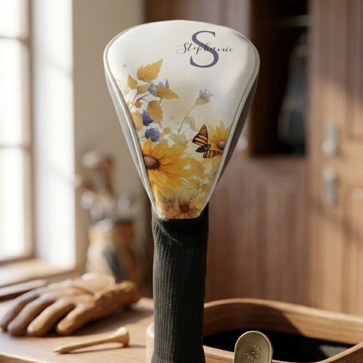 Autumn Sunflower Monogram Golf Headcover