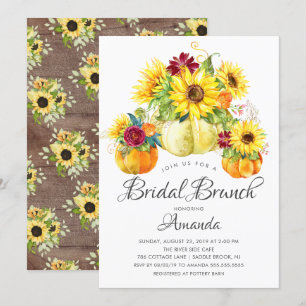 Autumn Sunflower Pumpkin Brautparty Brunch Einladung