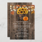 Autumn Sunflower & Pumpkin Rustic Hochzeit im Herb Einladung (Vorne/Hinten)