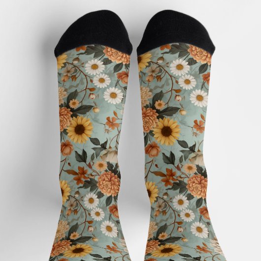 Autumn Sunflower Socken (Oben)