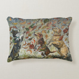 Autumn Tailwag Whimsical Golden Retriever Dogs Oil Dekokissen