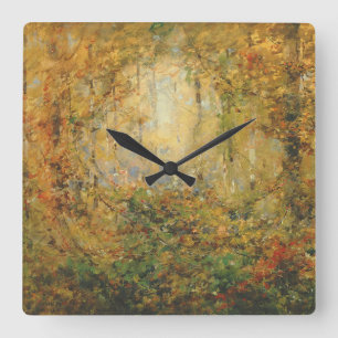 Autumn Tangle Holmes Watercolor Fall Forest Quadratische Wanduhr
