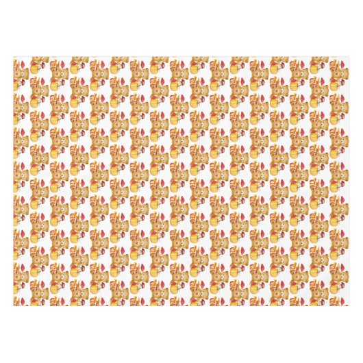 Autumn Teddy Bear and Mushroom Wonderland Tischdecke (Vorderseite (Horizontal))